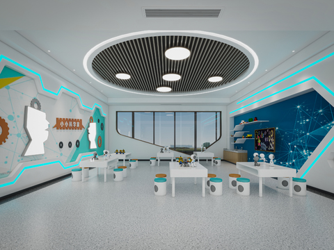  现代幼儿园手工教室3d模型 