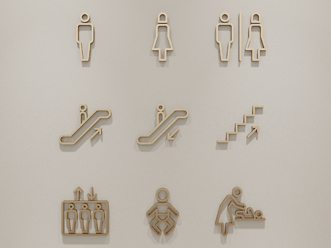  卫生间指示牌 标识牌3d模型 