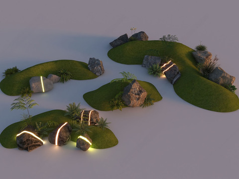  微地形 景观石头 庭院造景3d模型 