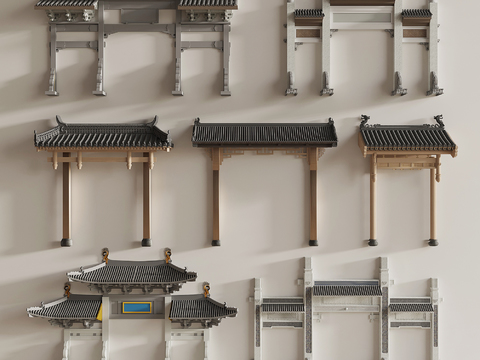  新中式牌楼 牌坊 古建门楼3d模型 
