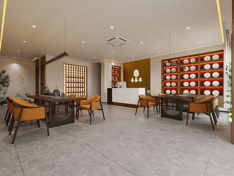  新中式茶店3d模型 