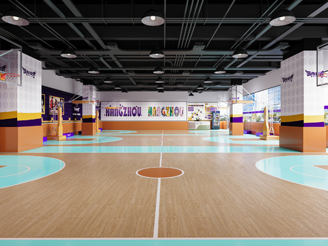  室内篮球场3d模型 