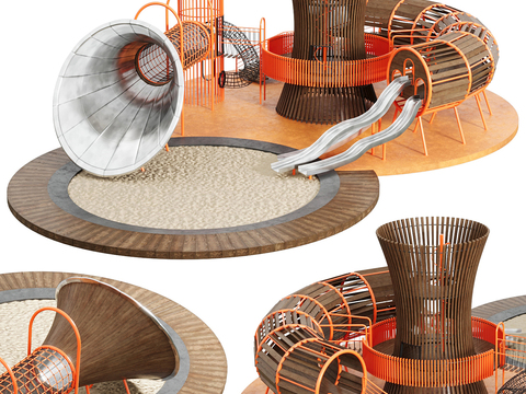  儿童游乐设施 滑梯 沙池3d模型 