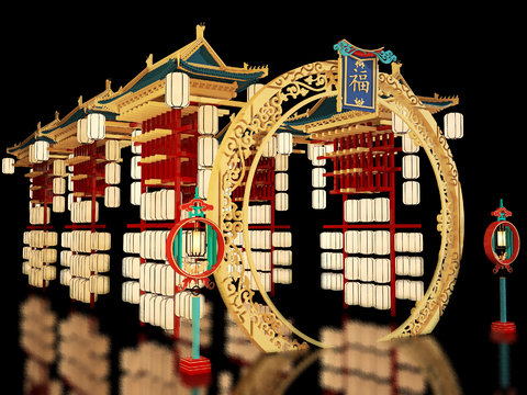  非遗灯会 古建牌坊 牌楼 门楼3d模型 