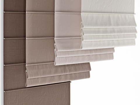 现代窗帘 罗马帘 折叠帘 卷帘3d模型