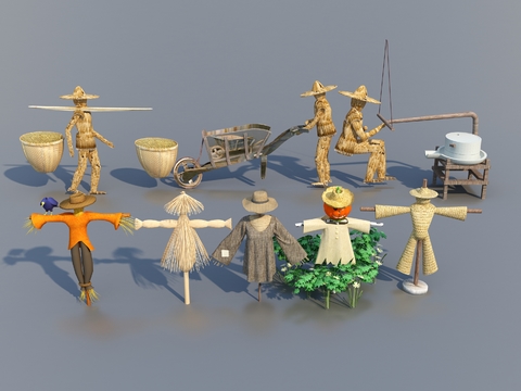  稻草人 民俗小品3d模型 