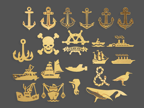  帆船海洋图标3d模型 