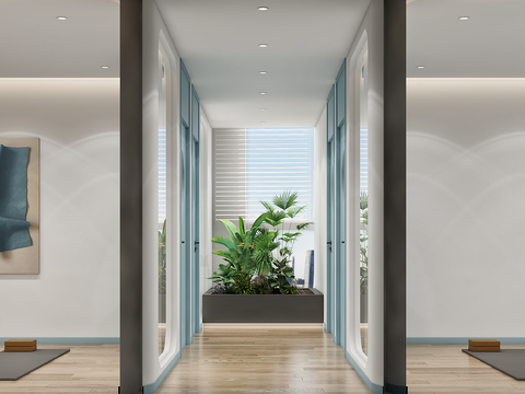  现代瑜伽室 瑜伽馆3d模型 