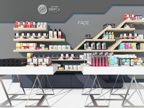  化妆品展示架 中岛台3d模型 