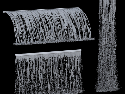  现代流水 瀑布 水景3d模型 