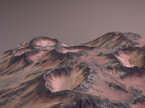  现代火山 地形景观3d模型 