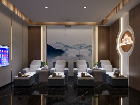  新中式足浴包房3d模型 