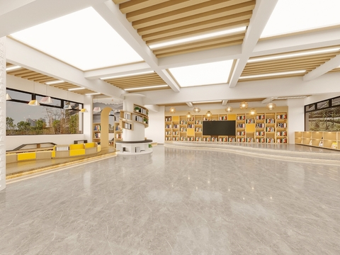  图书馆 阅读室3d模型 