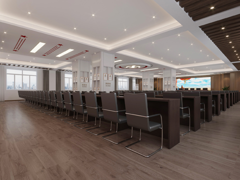  现代党政机关 会议厅3d模型 