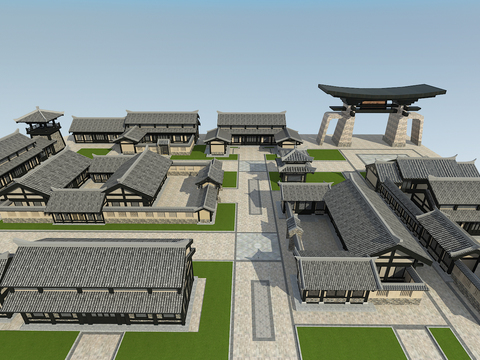 新中式古建筑 古建王城3d模型 