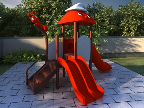  户外儿童滑梯3d模型 