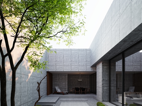  别墅庭院 天井花园3d模型 