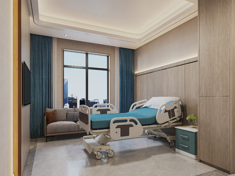  现代医院病房3d模型 