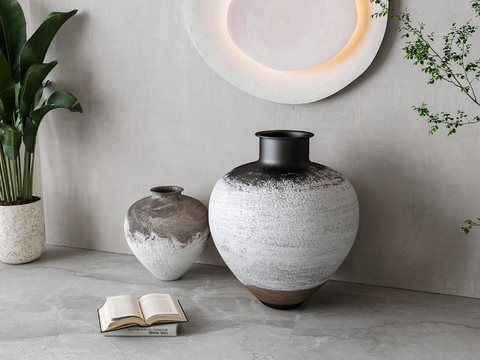  侘寂陶罐 陶瓷 陶器 花瓶3d模型 