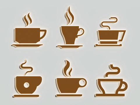  咖啡标识 标志 墙贴3d模型 