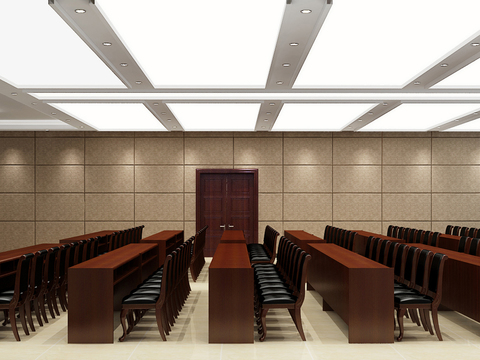  培训室 会议室3d模型 