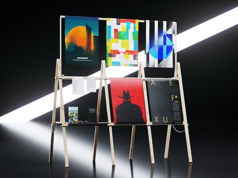  画架 挂画 画板3d模型 