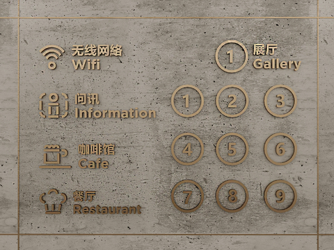  金属字 引导牌3d模型 