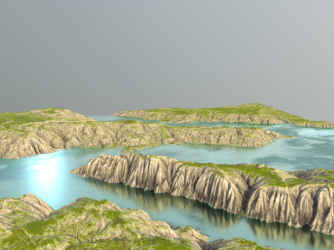  河流 湖泊 山脉3d模型 