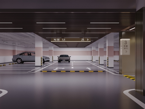  地下车库 停车场3d模型 