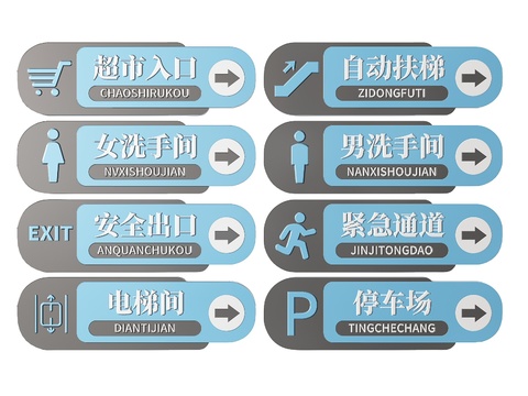  超市指示牌 分区标识牌 超市导购牌3d模型 