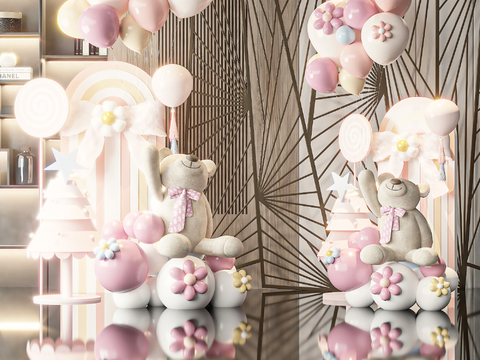 生日美陈 气球美陈3d模型