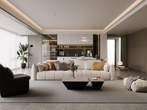  现代客餐厅3d模型 