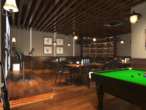  台球馆 桌球馆3d模型 