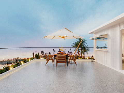  现代阳台 露台 屋顶花园3d模型 