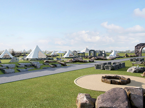  园林景观  户外露营 度假区3d模型 