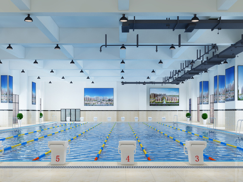  现代游泳馆3d模型 