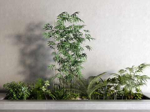  竹子 植物堆 花槽3d模型 