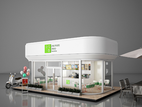  奶茶店 茶饮店3d模型 