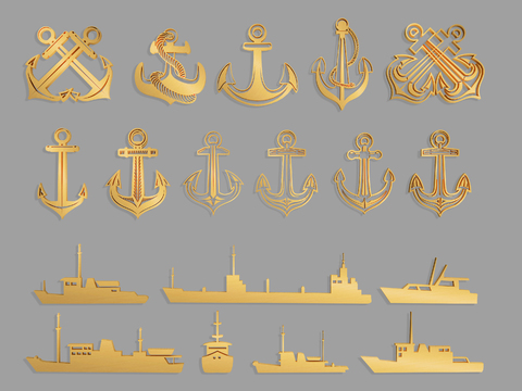  航海海洋图标3d模型 