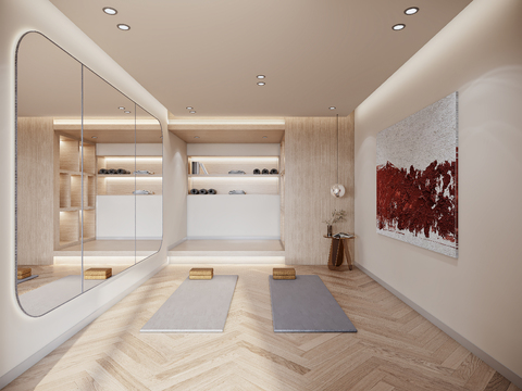  现代瑜伽室3d模型 