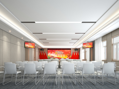  党建会议室   党建报告厅3d模型 