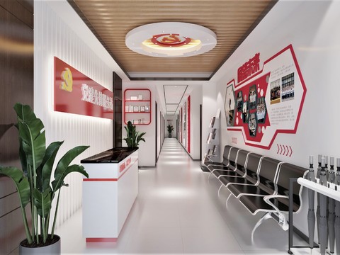  党建接待大厅3d模型 