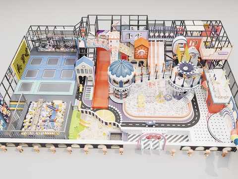  游乐设备 儿童城堡 海洋池 滑滑梯3d模型 