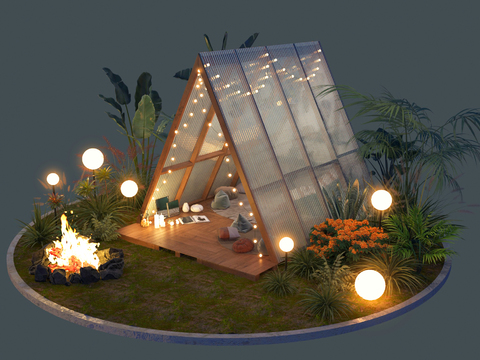  户外营地 露营帐篷3d模型 