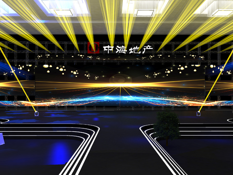  现代舞台 表演台3d模型 