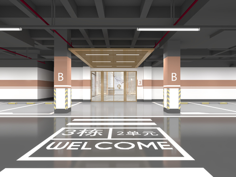  地下车库 停车场3d模型 