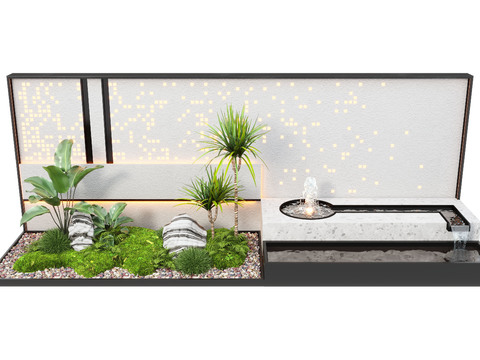  现代水景墙3d模型 