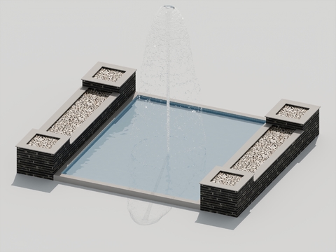  喷泉水池 喷池3d模型 