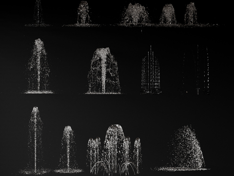  喷泉 流水 跌水3d模型 