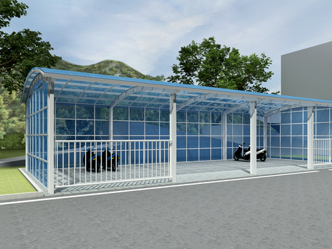  自行车棚 停车棚3d模型 